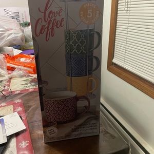 Love Coffee Mugs Set with Stand